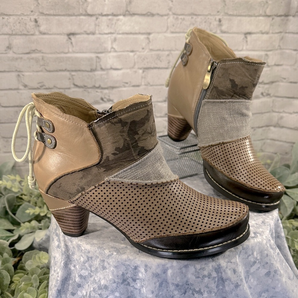 ELITE by CORKY’S “Rags” Brown Leather Round Toe Ankle Zip Fashion Boot WM 7M🤎EUC